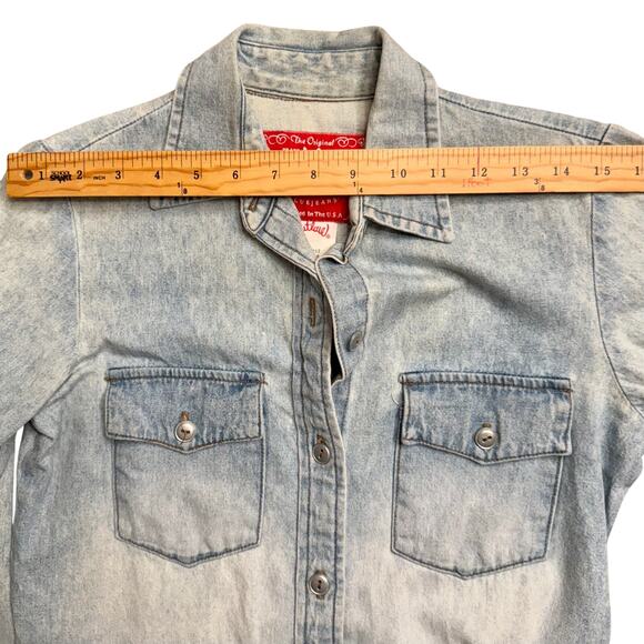 Vintage Outlaw Denim Shirt Women's Small USA Made Light Wash Western Jean Top - Picture 12 of 12